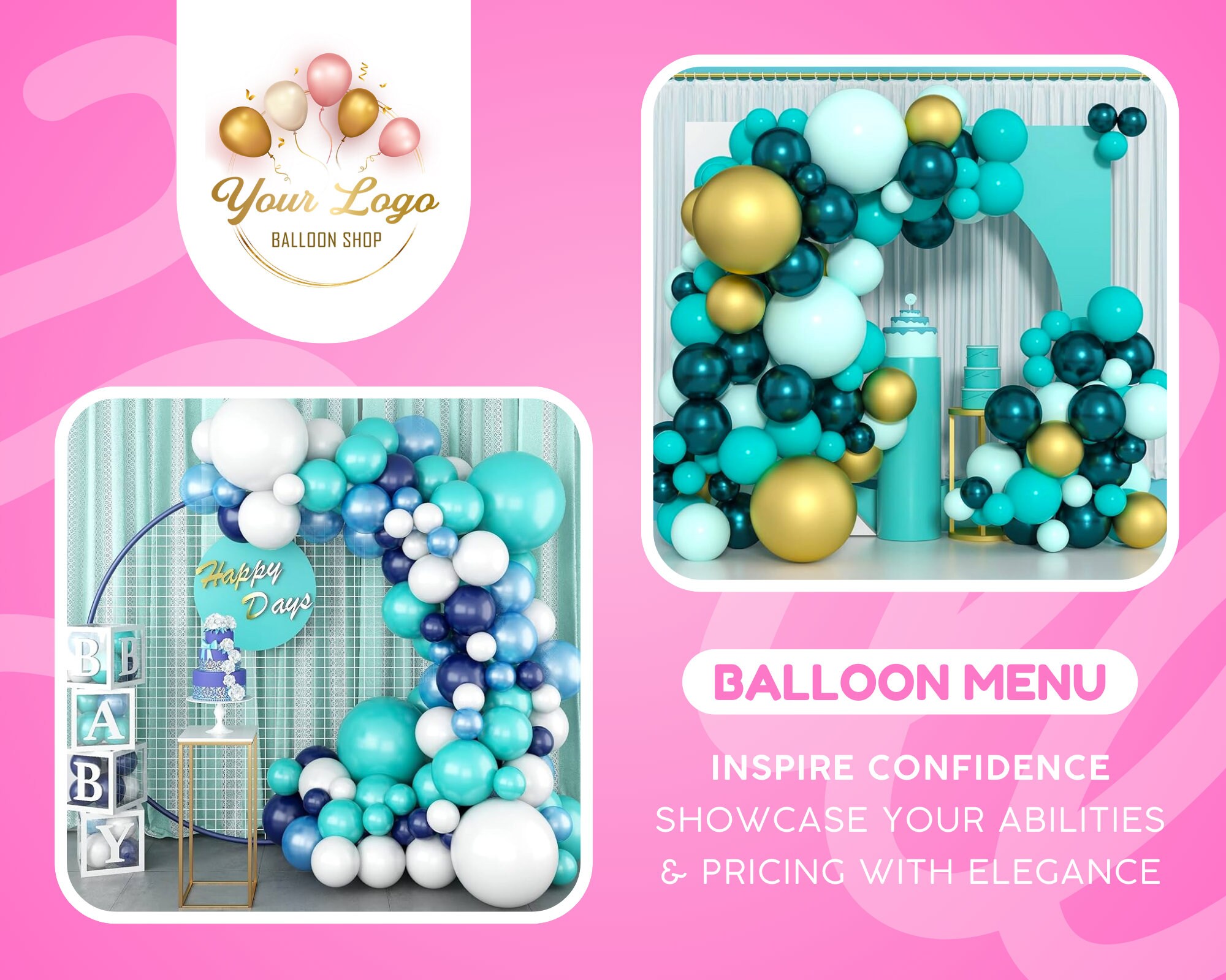 Boho Balloon Menu, Balloon Mockup Template, Editable Balloon Price List Boho Balloon Menu, Balloon Mockup Template, Editable Balloon Price List
