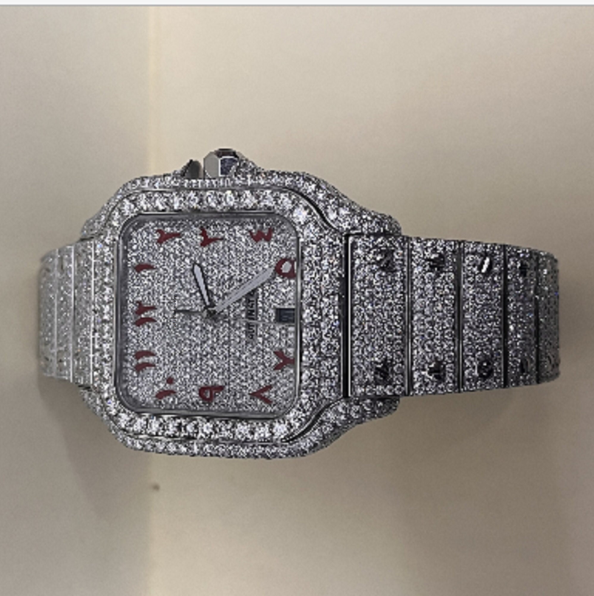 iced out cartier watch mens