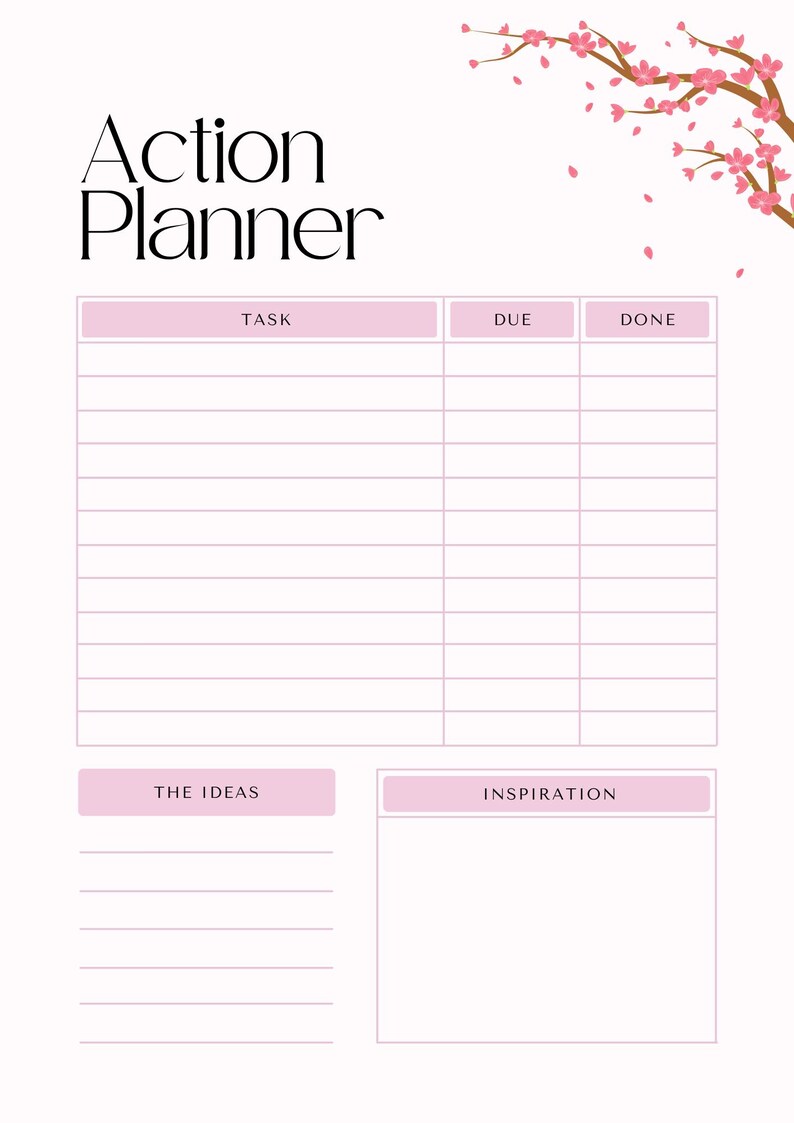 Pink Feminine Daily Planner Editable Printable Customizable Affirmation