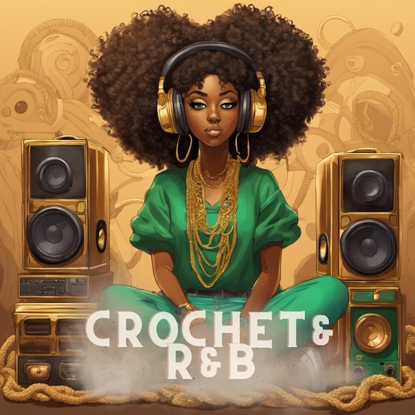 Afro crochet and music 1 PNG, Afro Fashion, Black Girl Magic, Queen, ClipArt, Commercial Use, planner, crochet and music, crowns and puffs