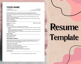 Modelo de currículo minimalista, exemplo de currículo básico, ResumeTemplate para Google Docs, Canva, modelo limpo, modelo de currículo Word # MC-RS0002