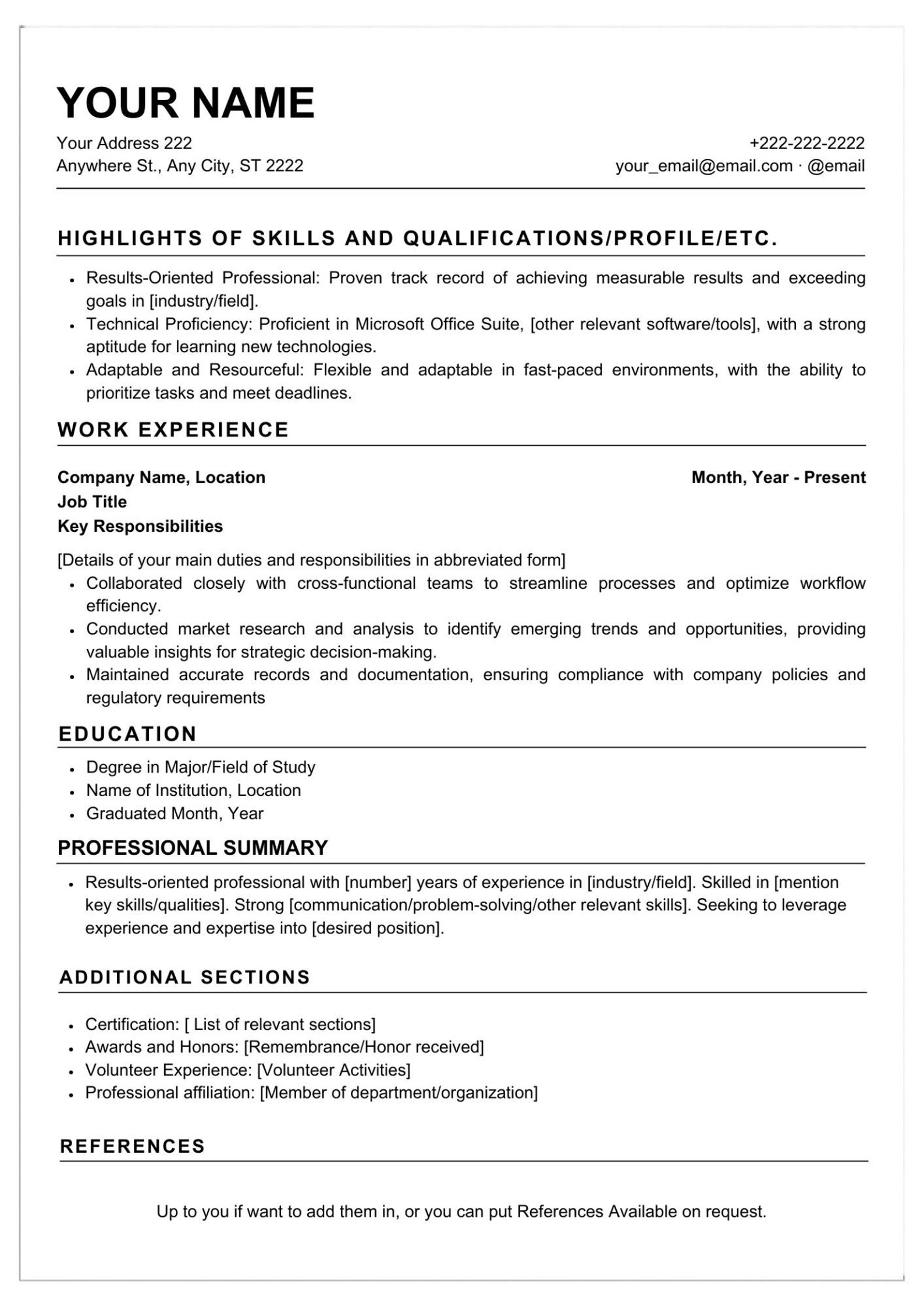 Basic Cv Examples Us Basic Resume Example, Minimalist Resume Template, Resume Template for ...