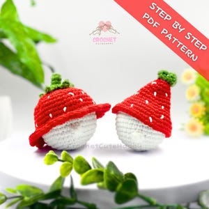 No-Sew, 2in1 Crochet Pattern, Baby, Gnome Strawberry, Amigurumi Toys, Crochet Fruits, Cute, Plushie, handmade, Gift, Beginner CAM00024