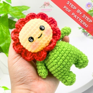 Crochet Pattern PDF, Crochet Plushie Pattern, Crochet pattern amigurumi flower, Amigurumi sunflower or daisy, Amigurumi Crochet CAM00005