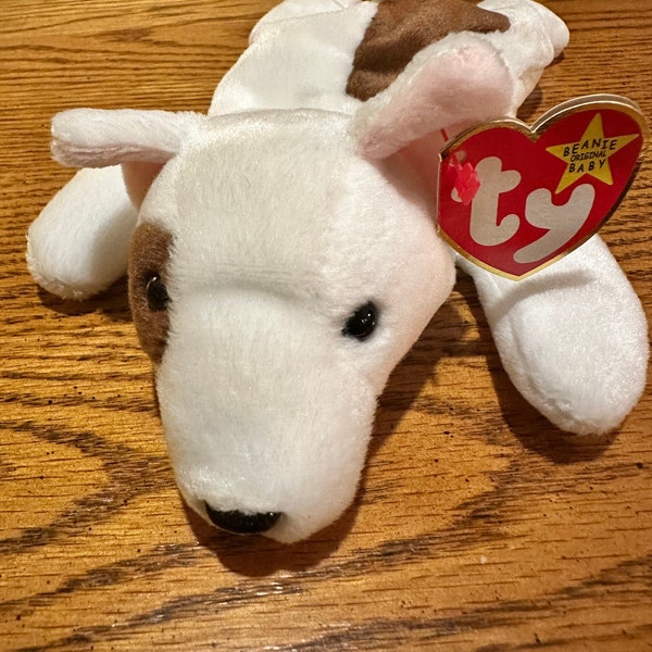 Vintage TY Beanie Babies Butch the Bull Terrier, Style Number 4227, Retired With Tag