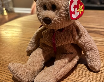 Vintage TY Beanie Babies 'Curly the Bear', Style Number 4052, Retired With Tag