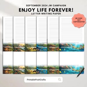 Campaña especial de septiembre de 2024 / Disfruta la vida para siempre / Escritura de cartas para testigos de Jehová / Papel para escribir cartas / Papel imprimible para testigos de Jehová / Con y sin rayas