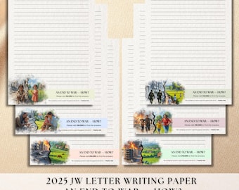 JW Letter Writing Paper: September 2025 Campaign - An End to War (Printable PDF, With/Without Lines)