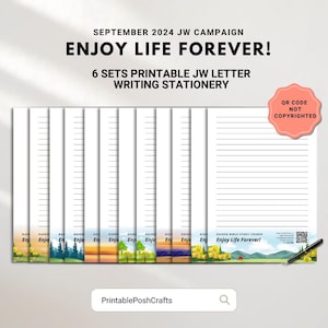 Campaña especial de septiembre: Disfruta la vida para siempre / Escritura de cartas de los TJ / Papel blanco para escribir cartas / Imprimible para TJ / Con y sin rayas