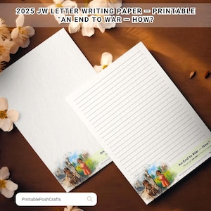 JW Letter Writing Paper: September 2025 Campaign - An End to War (Printable PDF, With/Without Lines)