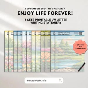 Campaña especial de septiembre de 2024: Disfruta la vida para siempre / Escritura de cartas de los TJ / Papel para escribir cartas / Imprimible para TJ / Con y sin rayas