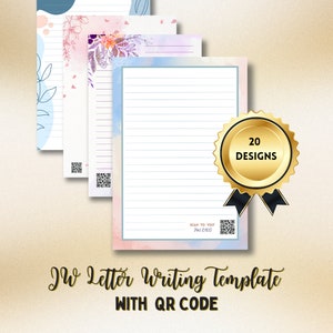 May include: A set of 20 printable letter writing templates featuring watercolour backgrounds and floral designs. Each template includes a QR code. Scan to visit the website.