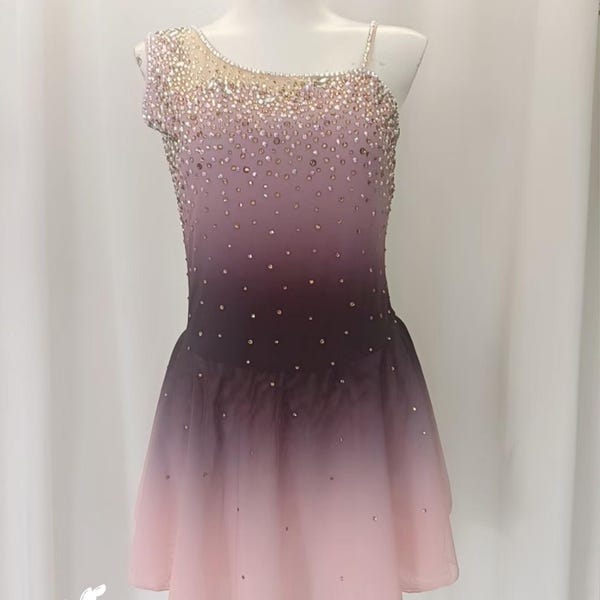 Ombre Figure Skating Dress: Gray Purple Custom Competition Costume