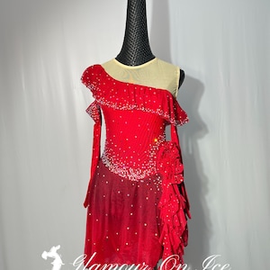 Red Rose Figure Skating Dress: Custom Competition Ice Skater Costume