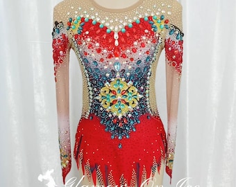 Red Rhythmic Gymnastics Leotard: Custom Figure Skating Dress