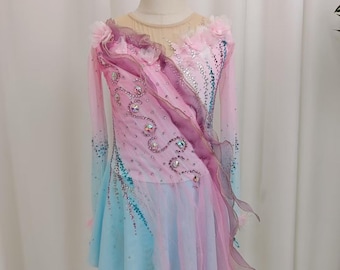 pink ruffle figure skating dress JR85 Skate Dress - Demi-Pointe Dance