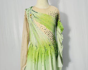 Green Figure Skating Dress: Custom Competition Ice Skater Dress