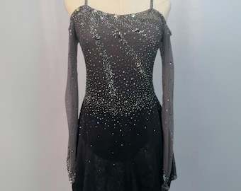 Ombre Figure Skating Dress: Black & Grey Custom Competition Costume