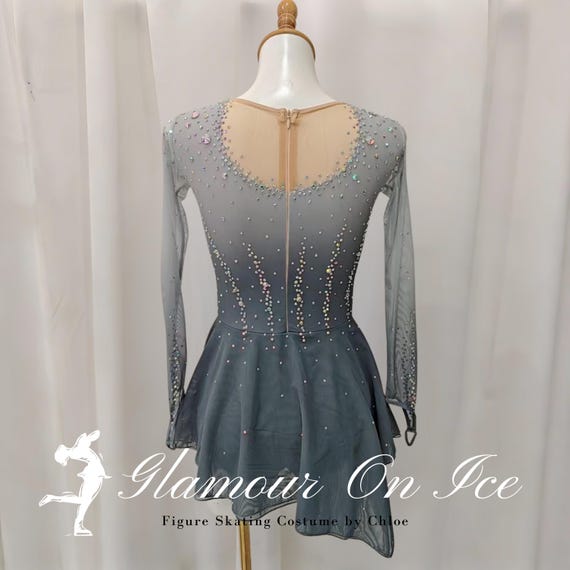 Grey Figure Skating Dress: Custom Competition Ice Skater Dress Grey Figure Skating Dress: Custom Competition Ice Skater Dress