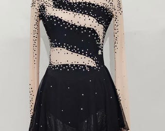 Custom Figure Skating Dress: Black Competition Ice Skater Dress