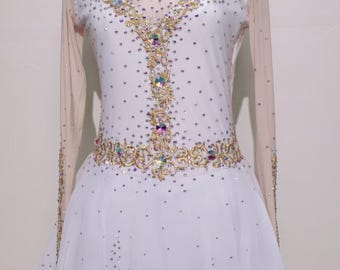 White Figure Skating Dress: Custom Competition Costume