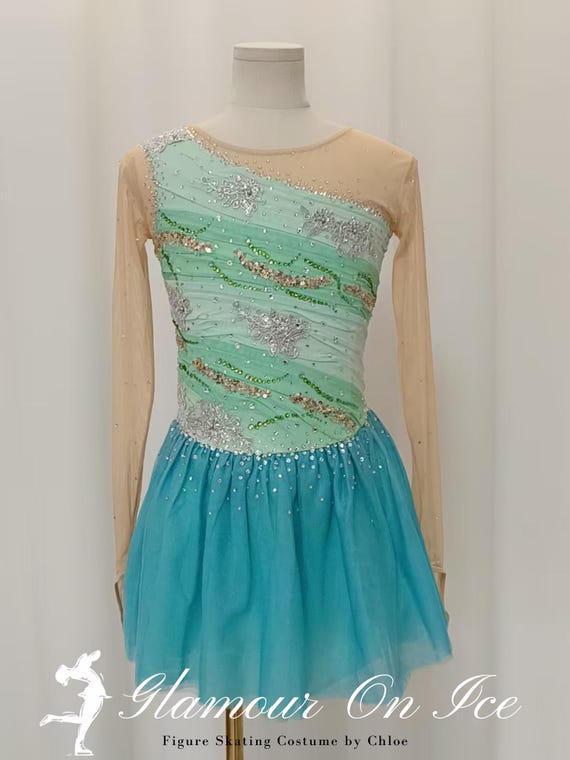 light green figure skating dress Customized Green Figure Skating Dress: Bespoke Costume