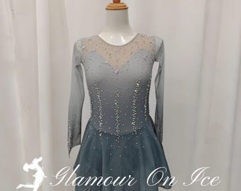 Grey Figure Skating Dress: Custom Competition Ice Skater Dress
