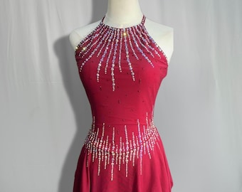 strapless open back dress Solitaire Figure Skate Dress - JRF22007-R Red main image 0