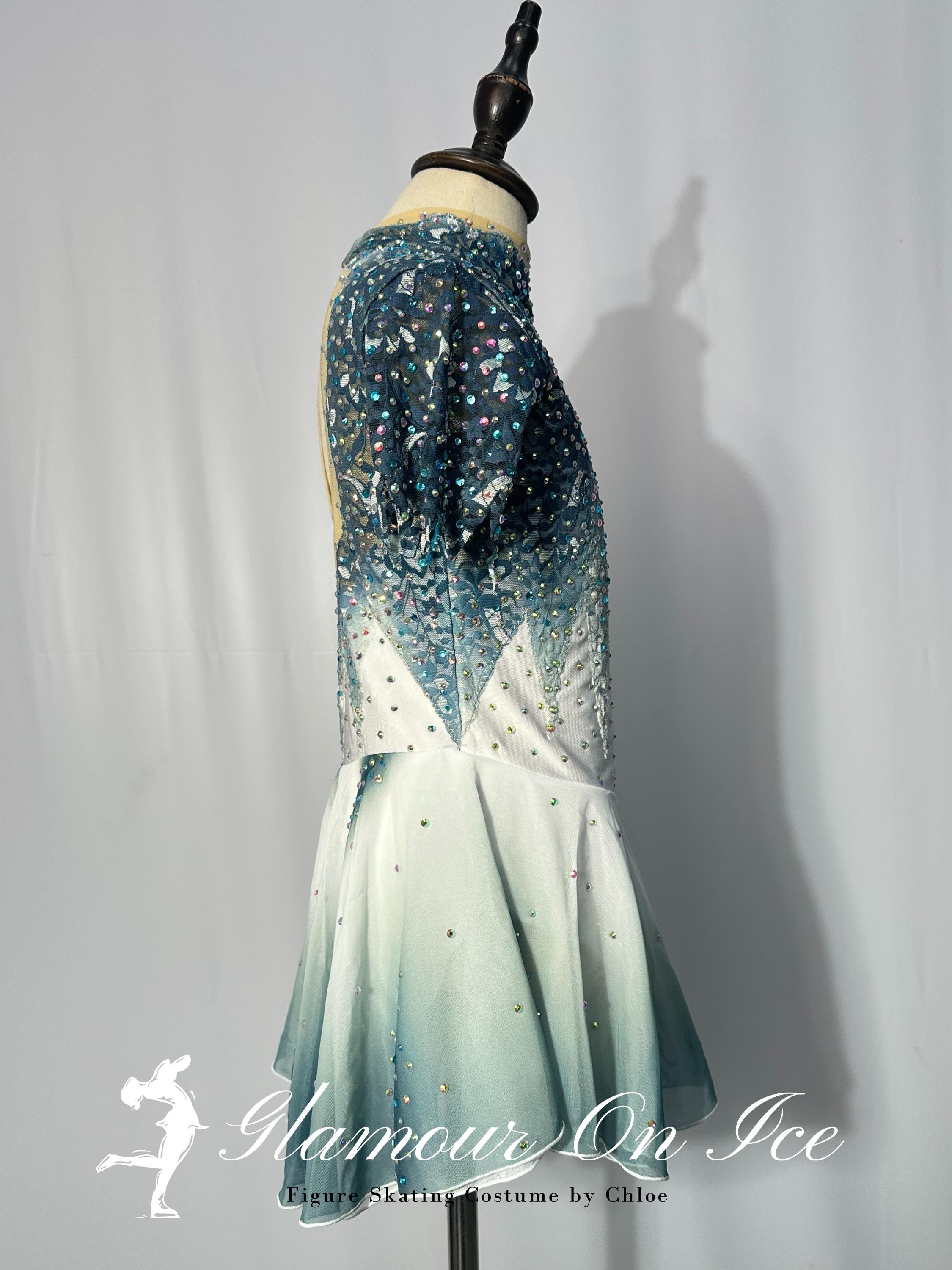 Ink Green Figure Skating Dress: Custom Competition Ice Skater Dress