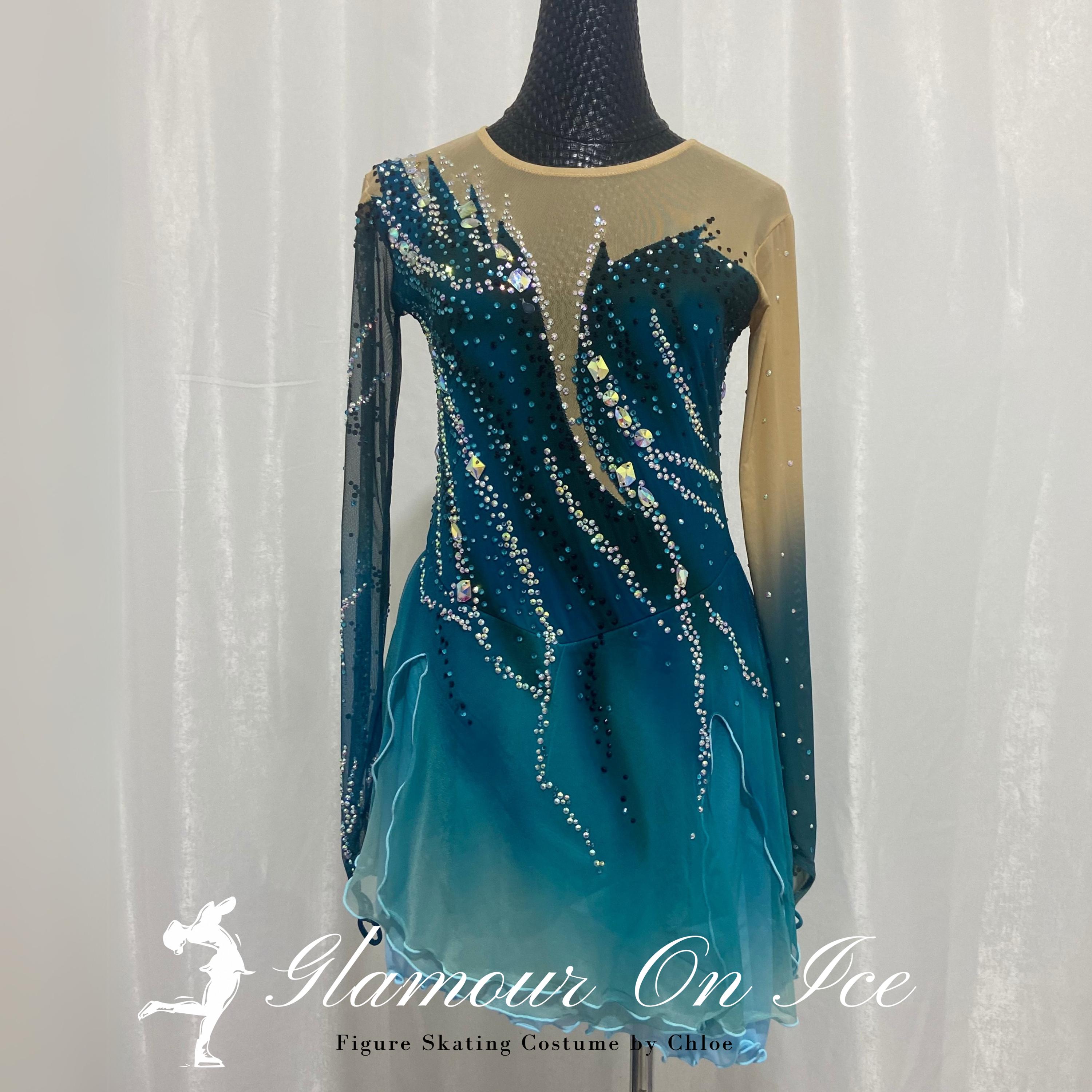 Green Figure Skating Dress: Custom Competition Ice Skater Dress Green Figure Skating Dress: Custom Competition Ice Skater Dress