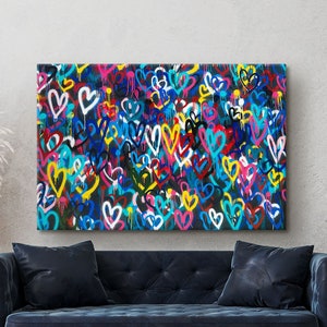 Banksy Hearts Wall Art, Banksy Love Hearts Print, Street Art, Banksy Wall Art, Graffiti Wall Art, Graffiti Heart Poster, Friends Gifts