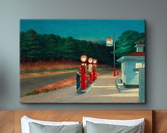 Edward Hopper Prints, Gas by Edward Hopper Painting, Edward Hopper Canvas, Exhibition Poster, Modern Art, Reproduction, Vintage Home Decor