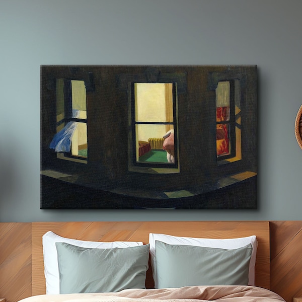 Edward Hopper Prints, Night Windows by Edward Hopper Painting, Edward Hopper Canvas, Exhibition Poster, Vintage Poster, Art Reproduction