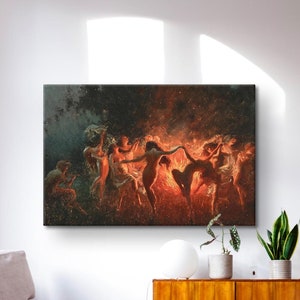 Joseph Tomanek Fire Dance Wall Art, Joseph Tomanek Fire Dance Print, Passionate and Enchanting Canvas, Sensual - Fiery Art, Witches Dancing