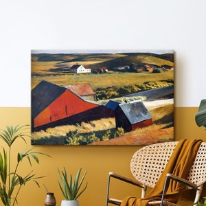 Edward Hopper Prints, Cobbs Barns and Distant Houses by Edward Hopper Painting, Edward Hopper Canvas, Exhibition Poster, Art Reproduction