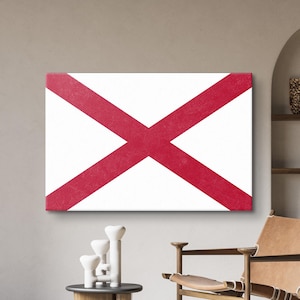 Art mural de l'Alabama, impression du drapeau de l'État de l'Alabama, affiche de voyage, décoration murale géométrique, affiche du drapeau de l'Alabama, drapeaux des États américains, cadeaux régionaux