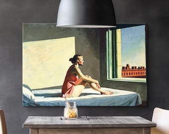Edward Hopper Prints, Morning Sun by Edward Hopper Painting, Edward Hopper Canvas, Exhibition Poster, Vintage Reproduction, Modern Art Print
