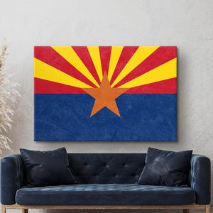 Impresión de la bandera de Arizona, lienzo del estado de Arizona, póster de viaje, decoración geométrica de pared, nativos de Arizona, banderas estatales de Estados Unidos, regalos regionales