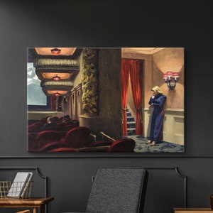 Edward Hopper Prints, New York Movie by Edward Hopper Painting, Edward Hopper Canvas, Museum Poster, Modern Art, American Realism Painter