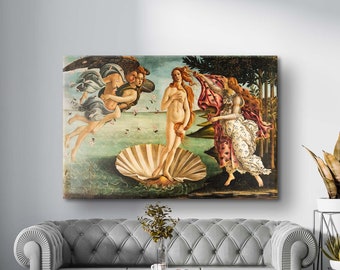 Birth of Venus by Sandro Botticelli Canvas, Vintage Aphrodite Goddess Print, Exhibition Poster, Famous Landscape Painting, Classic Wall Art