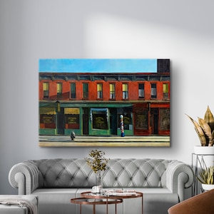 Edward Hopper Print, Early Sunday Morning by Edward Hopper Painting, Edward Hopper Canvas, Exhibition Poster, Vintage Art, Art Reproduction