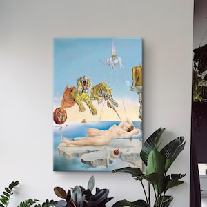 Salvador Dalì Sogno causato dal volo di un'ape attorno a una stampa di melograno, tela di Salvador Dalì, poster surrealista, arte murale di melograno