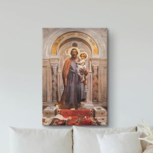 Impresión de la Basílica de San Pedro en el Vaticano, lienzo mosaico de San José, arte religioso, regalo cristiano, póster de arte católico, decoración católica para el hogar