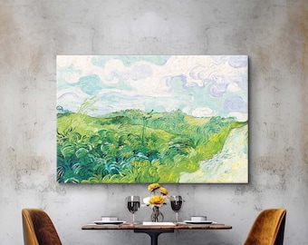 Green Wheat Fields by Vincent Van Gogh Canvas, Van Gogh Print, Van Gogh Poster, Impressionist Painting, Vintage Reproduction, Large Wall Art
