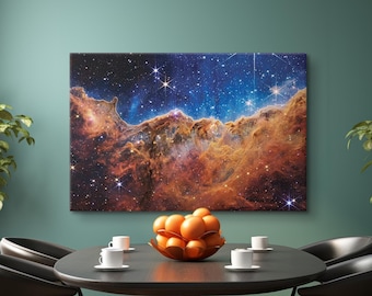 Carina Nebula NASA Deep Field Canvas, James Webb Space Telescope Images Print, Cosmic & Space Art, Galaxy Astronomy Poster, Large Wall Art