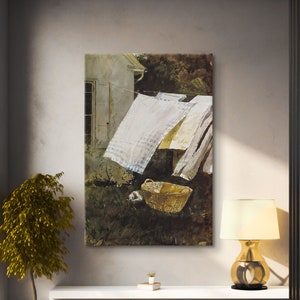 Light Wash by Andrew Wyeth Canvas, Andrew Wyeth Print, American Artist Art, Laundry Room Decor, Realism Paintings, Reproduction