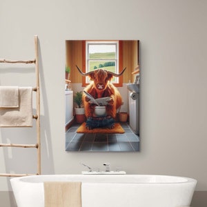 Acheter Affiche d'art de salle de bains de vache des Highlands