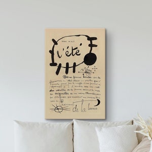 Joan Miro Print, Joan Miro L'été Exhibition Poster, Beige & Black Wall Art, Abstract Painting, Surrealism Art, Museum Artwork, Reproduction