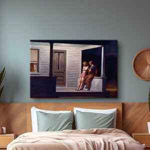 Edward Hopper Druck, Sommerabend von Edward Hopper Gemälde, Berühmtes Kunstwerk, Ausstellungsplakat, Reproduktion, Moderne Kunst, Vintage Wandkunst