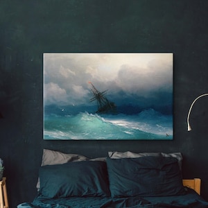 Schiff auf stürmischem Meer Leinwand, Ivan Aivazovsky Print, Gathering Storm Poster, Ocean Zeichnung, Versand Kunst, Kunstreproduktion